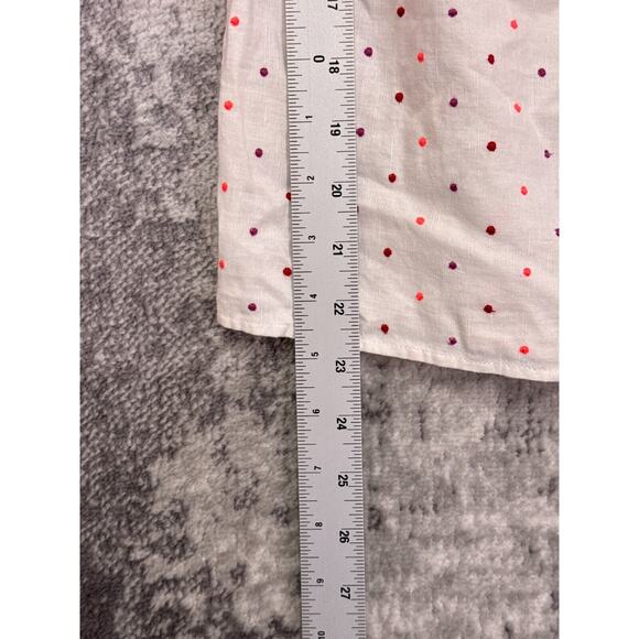 New Sezane Top 38 / US Medium Women Polka Dot Embroidered Linen Off The Shoulder - Picture 6 of 8